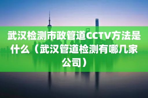 武汉检测市政管道CCTV方法是什么（武汉管道检测有哪几家公司）